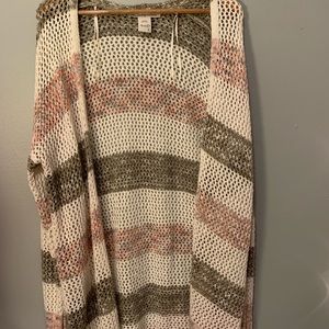 American Rag Long Striped Open Front Knit Cardigan